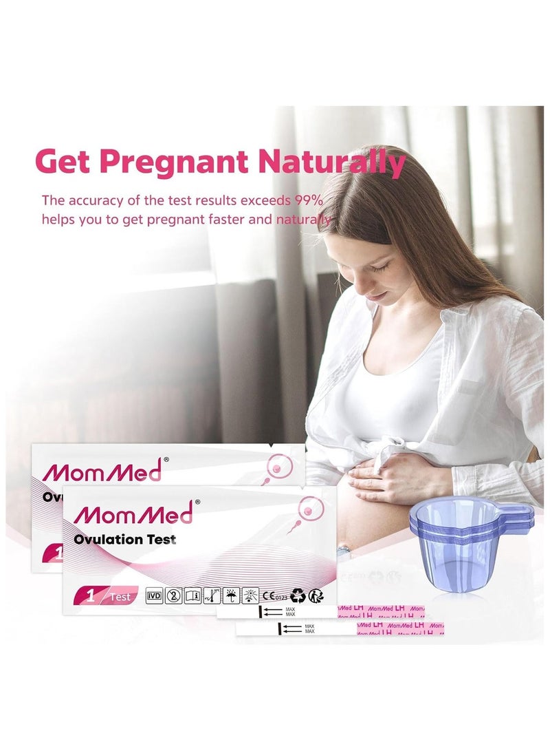 MomMed شرائط اختبار الإباضة من MomMed، مجموعة توقع الإباضة بقدرة 50 LH مع 50 كوب مجموعة، تتبع اختبار الإباضة بدقة، نتائج حساسية عالية للاختبار المنزلي للنساء - Image 5